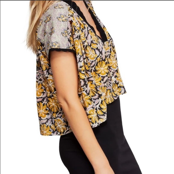 Free People Floral Hi-Lo Crop Top - Picture 2 of 9